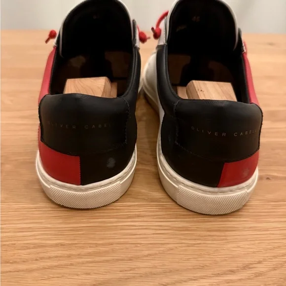 Oliver Cabell White and Red Classic Sneakers - Picture 6 of 7